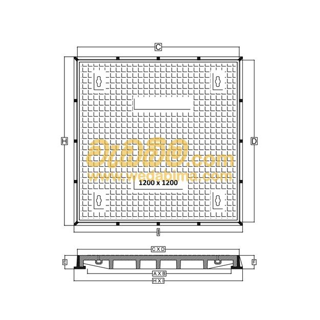 980mm x 980mm Clear Open Single Seal Cast-Iron Manhole Cover with Frame